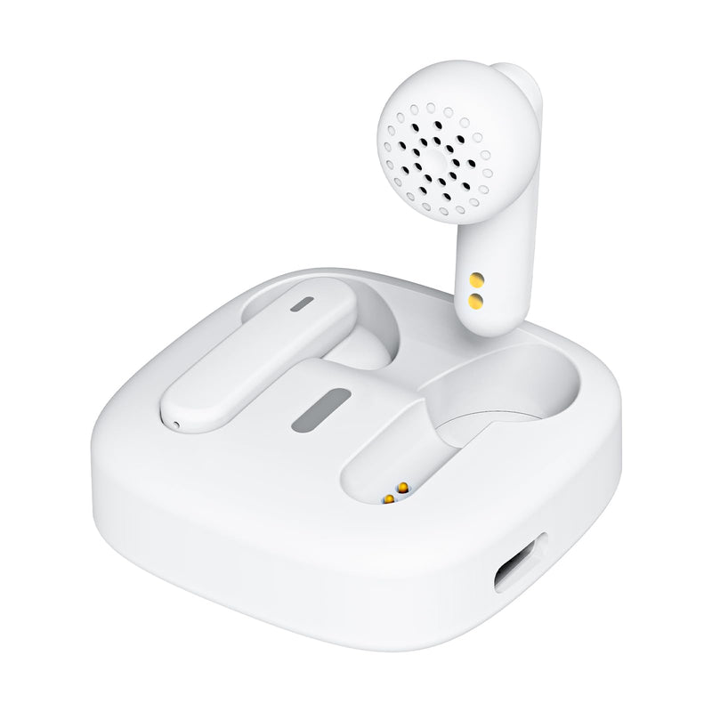 Fone De Ouvido Sem Fio Bluetooth 5.3 Compatível iPhone Android Com Microfone e Redução de Ruído Wireless Academia Corrida Musicas Graves Potentes Controle Touch,À Prova D'água HiFi Branco