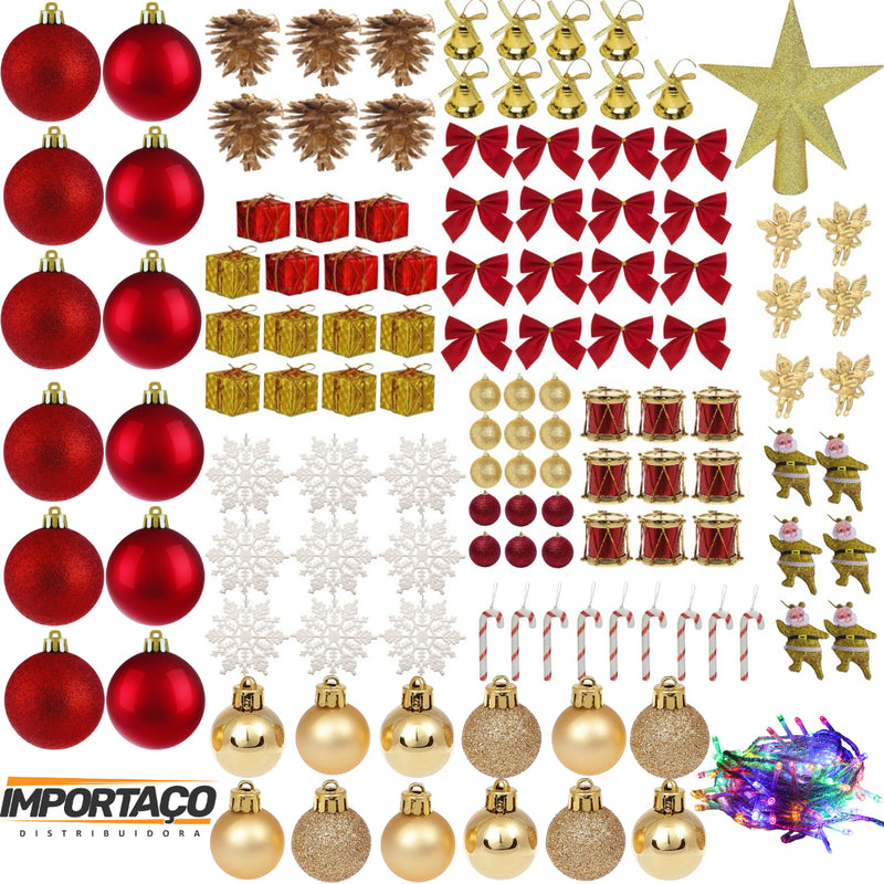 Kit Arvore De Natal Completa Enfeitada Luxo Kit Magia Do Natal Árvore Dos Sonhos De 2,10m 1000g E 200 Enfeites Para Decorar